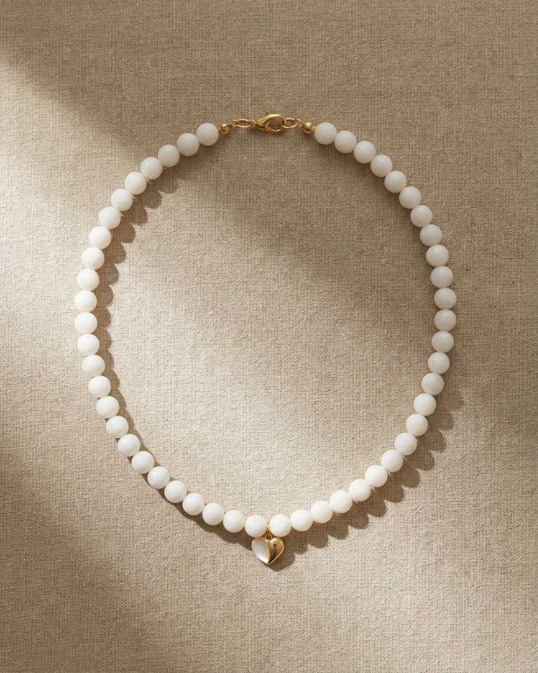 White Shell Heart Charm Necklace