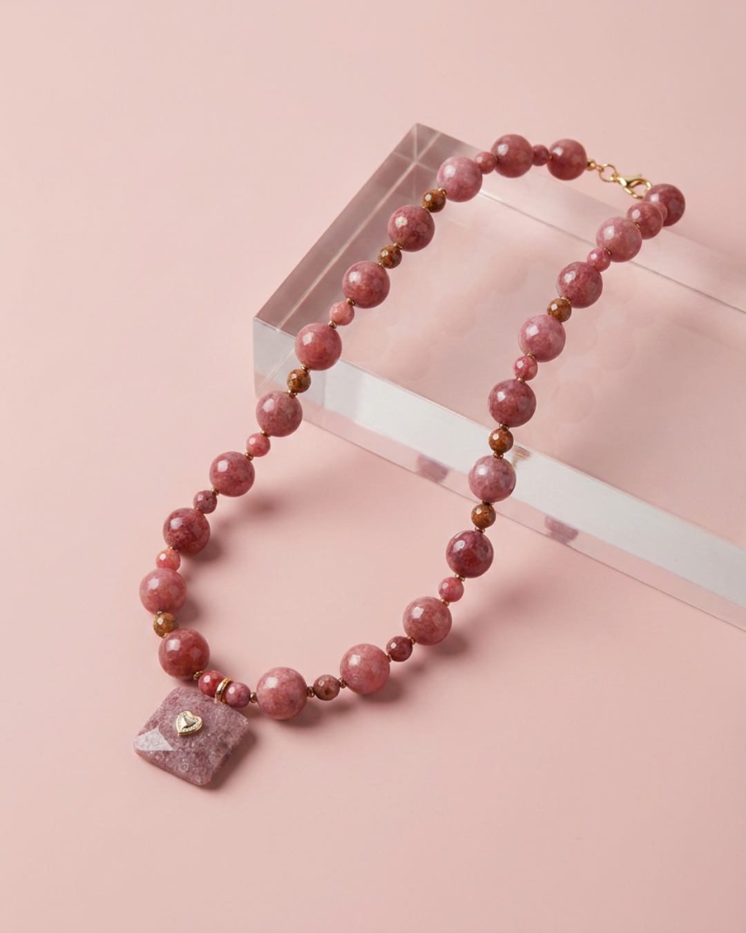 Rhodonite and Quartz Necklace