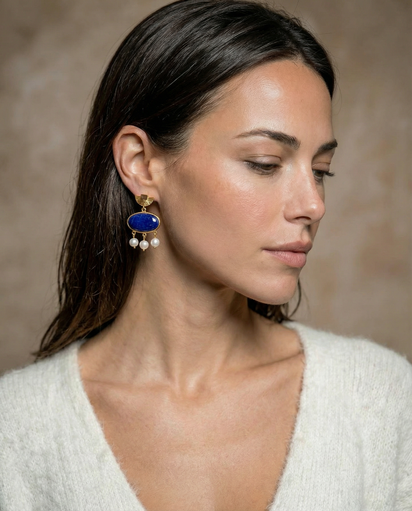 Celestial Blue Pearl Drop Earrings