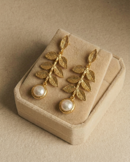 Leaf Pearl Earrings