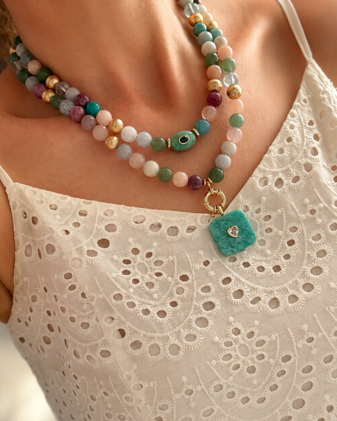 Mix Gemstone Statement Necklace