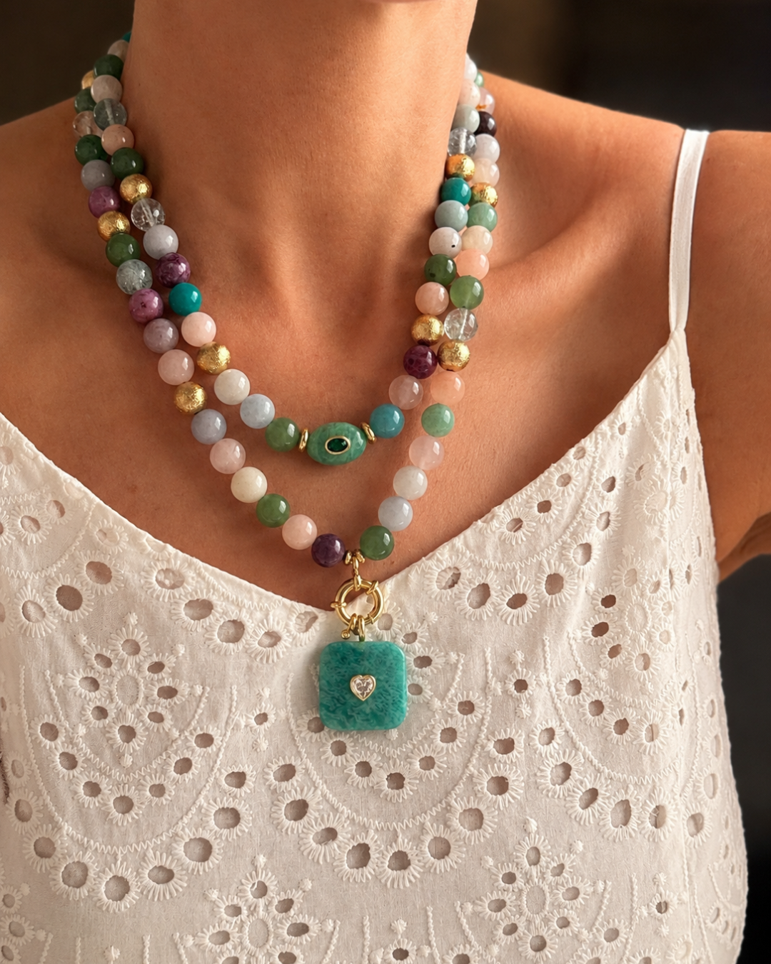 Mix Gemstone Statement Necklace