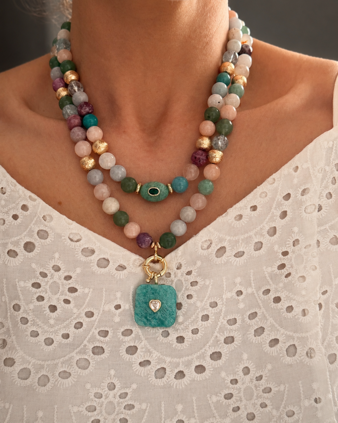 Mix Gemstone Statement Necklace