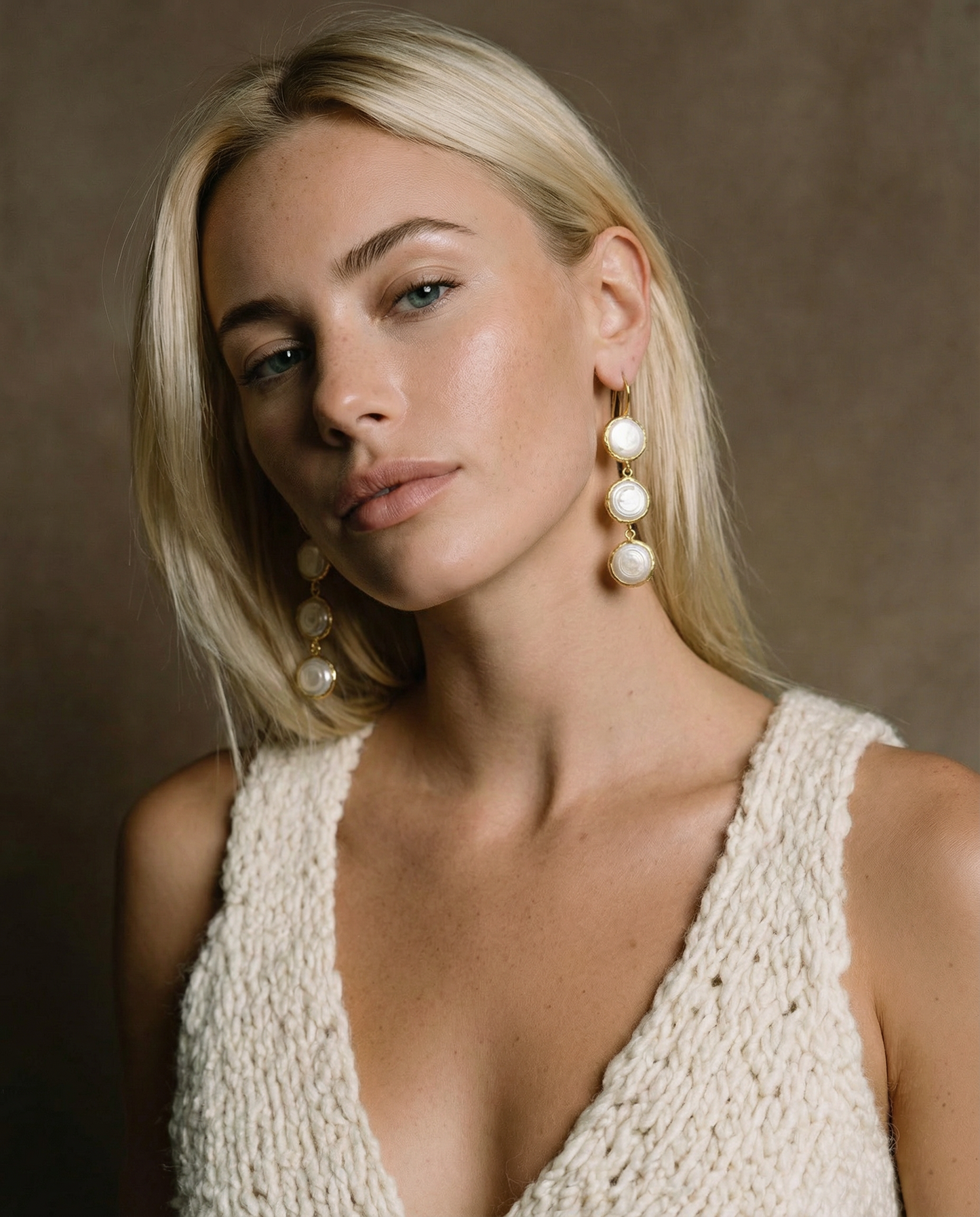 Three Pearl Drop Earrings