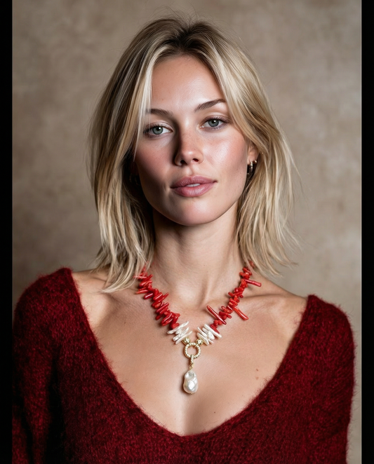 Chunky Coral Baroque Necklace