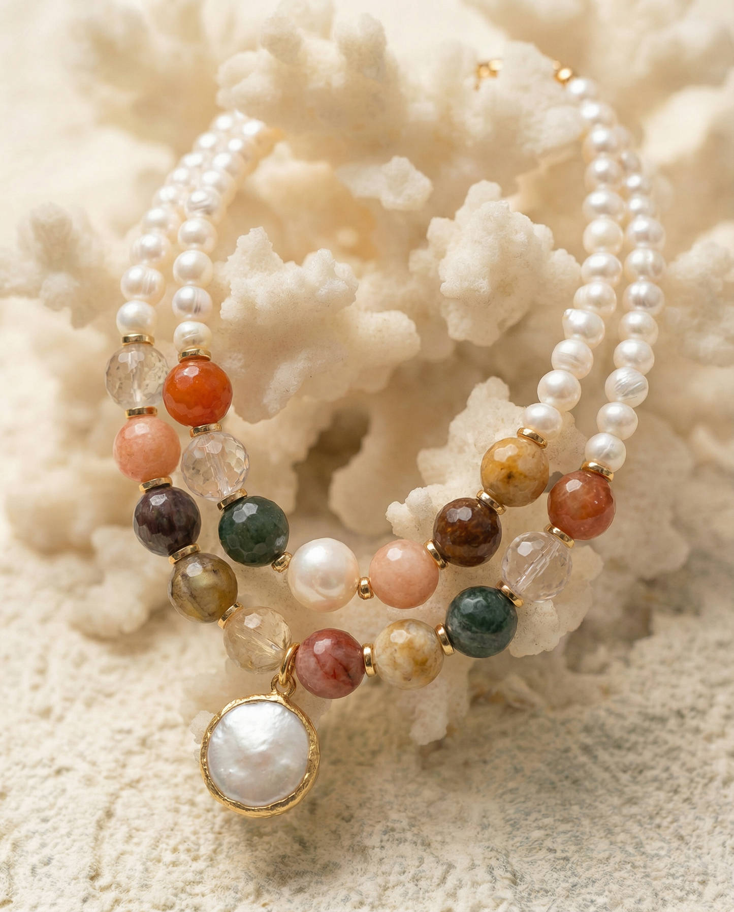 Moonlit Harmony Pearl Necklace