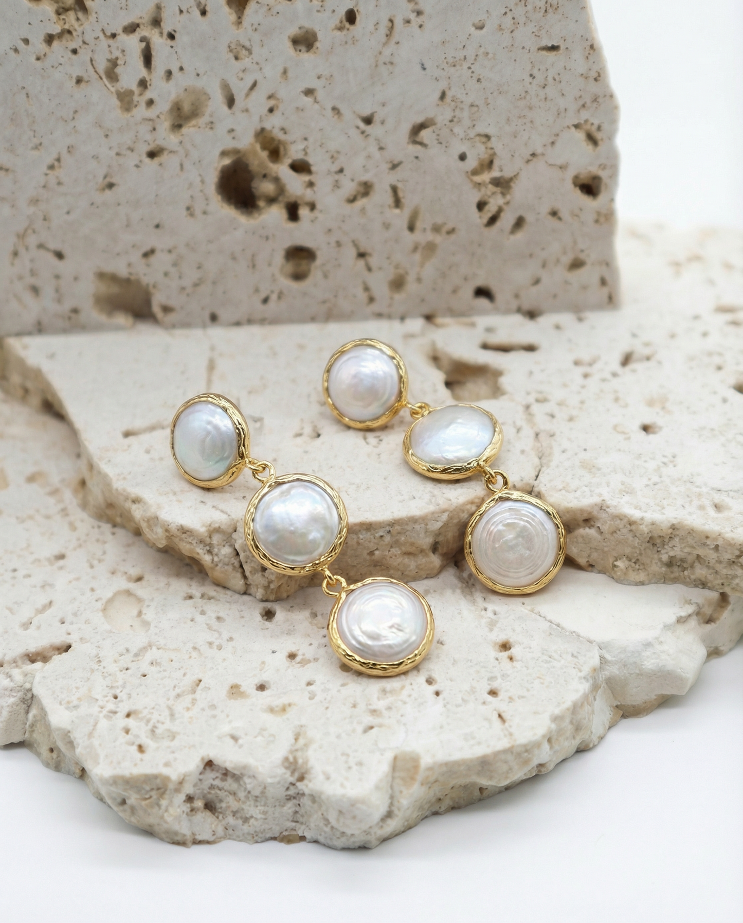 Three Pearl Drop Earrings