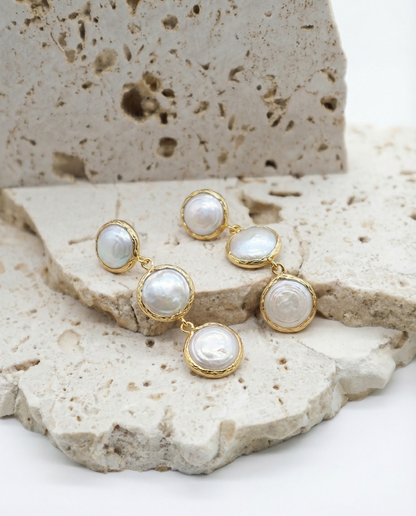 Three Pearl Drop Earrings