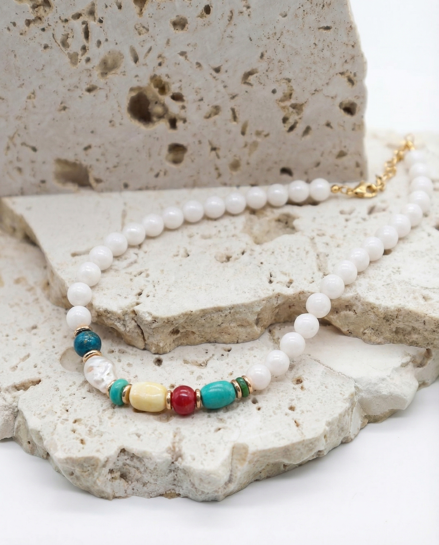 Multi Color White Coral Statement Choker