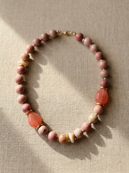 Rhodonite Pearl Necklace