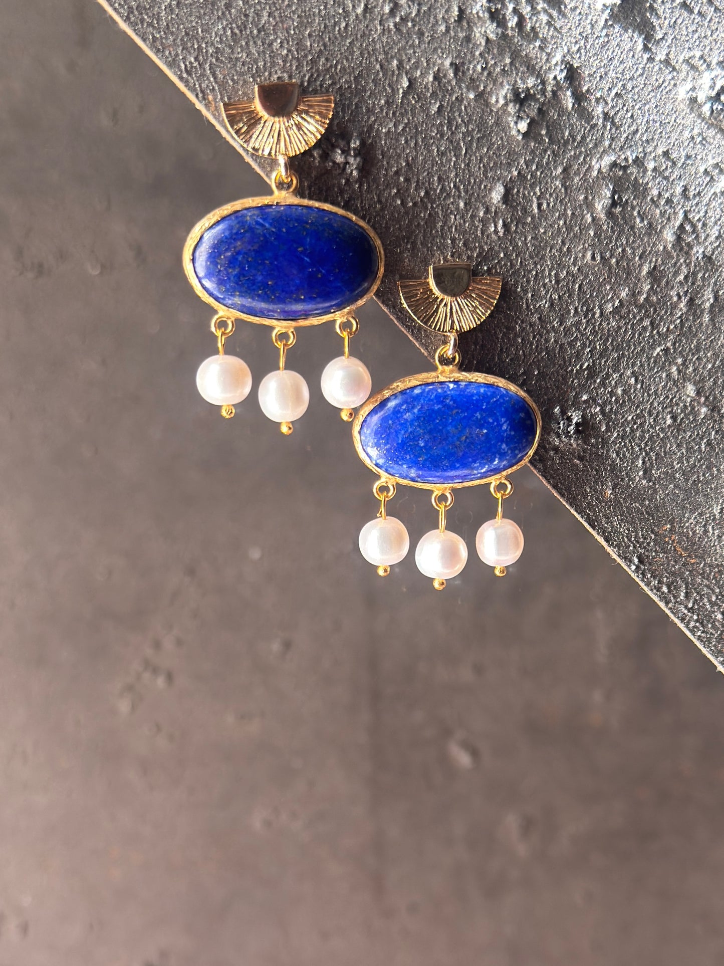 Celestial Blue Pearl Drop Earrings