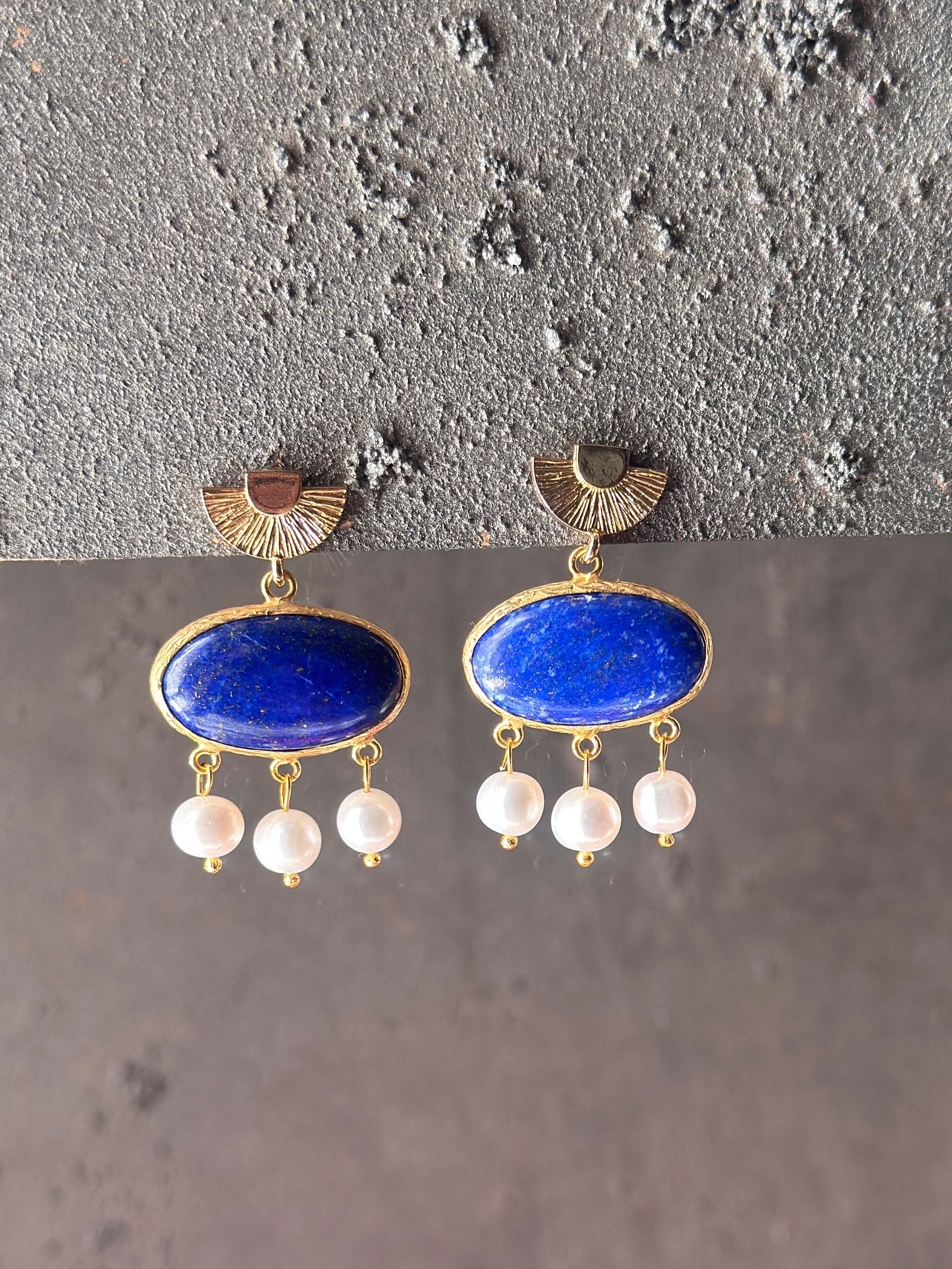 Celestial Blue Pearl Drop Earrings