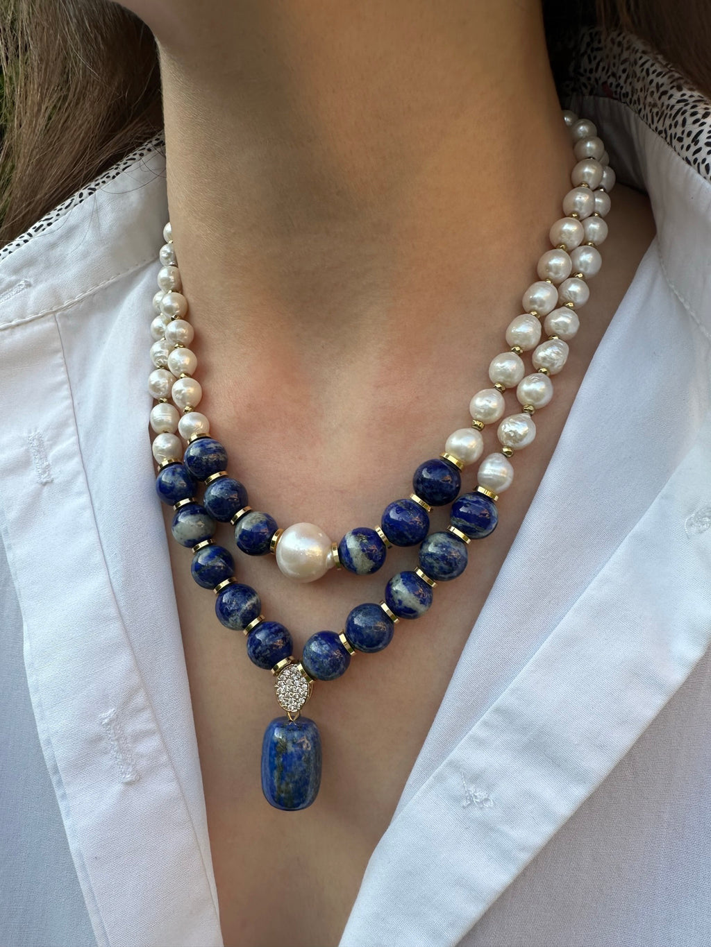 Best Seller Lapis Lazuli Pearl Necklace