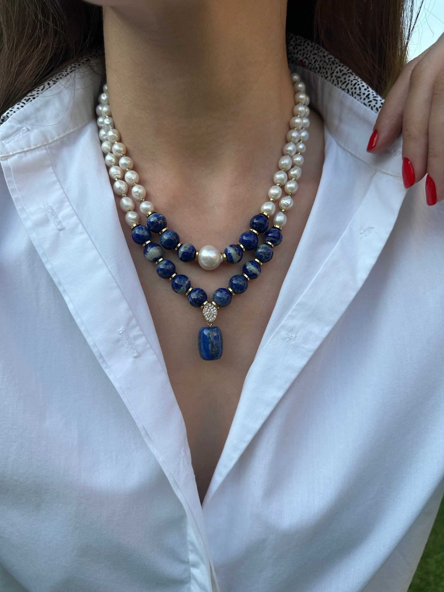 Best Seller Lapis Lazuli Pearl Necklace