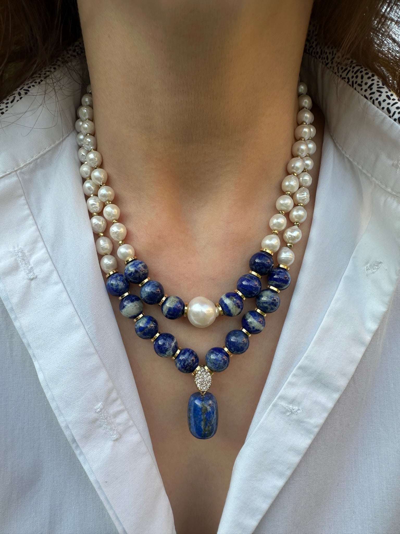 Best Seller Lapis Lazuli Pearl Necklace