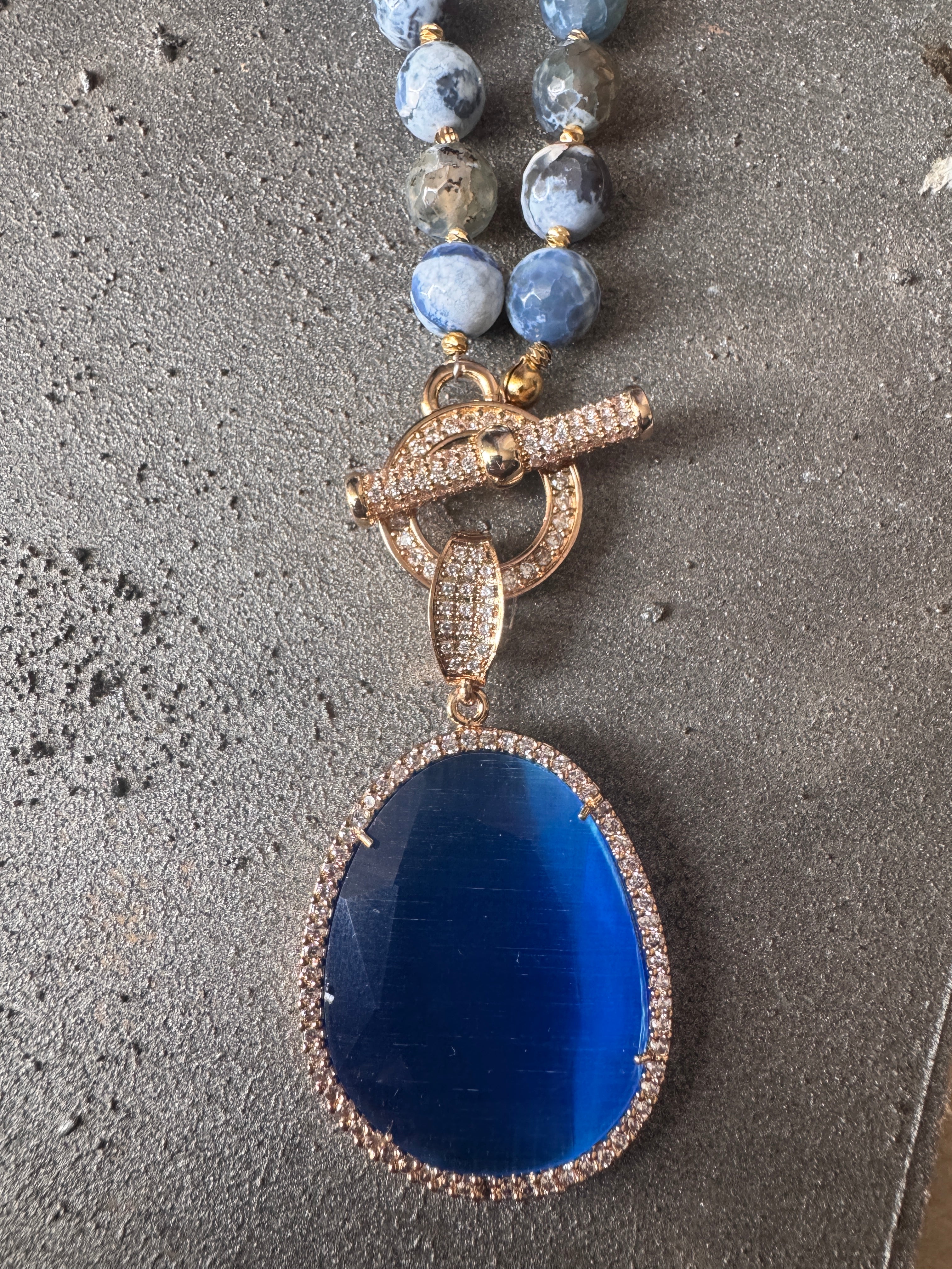 Blue Agate Choker Necklace