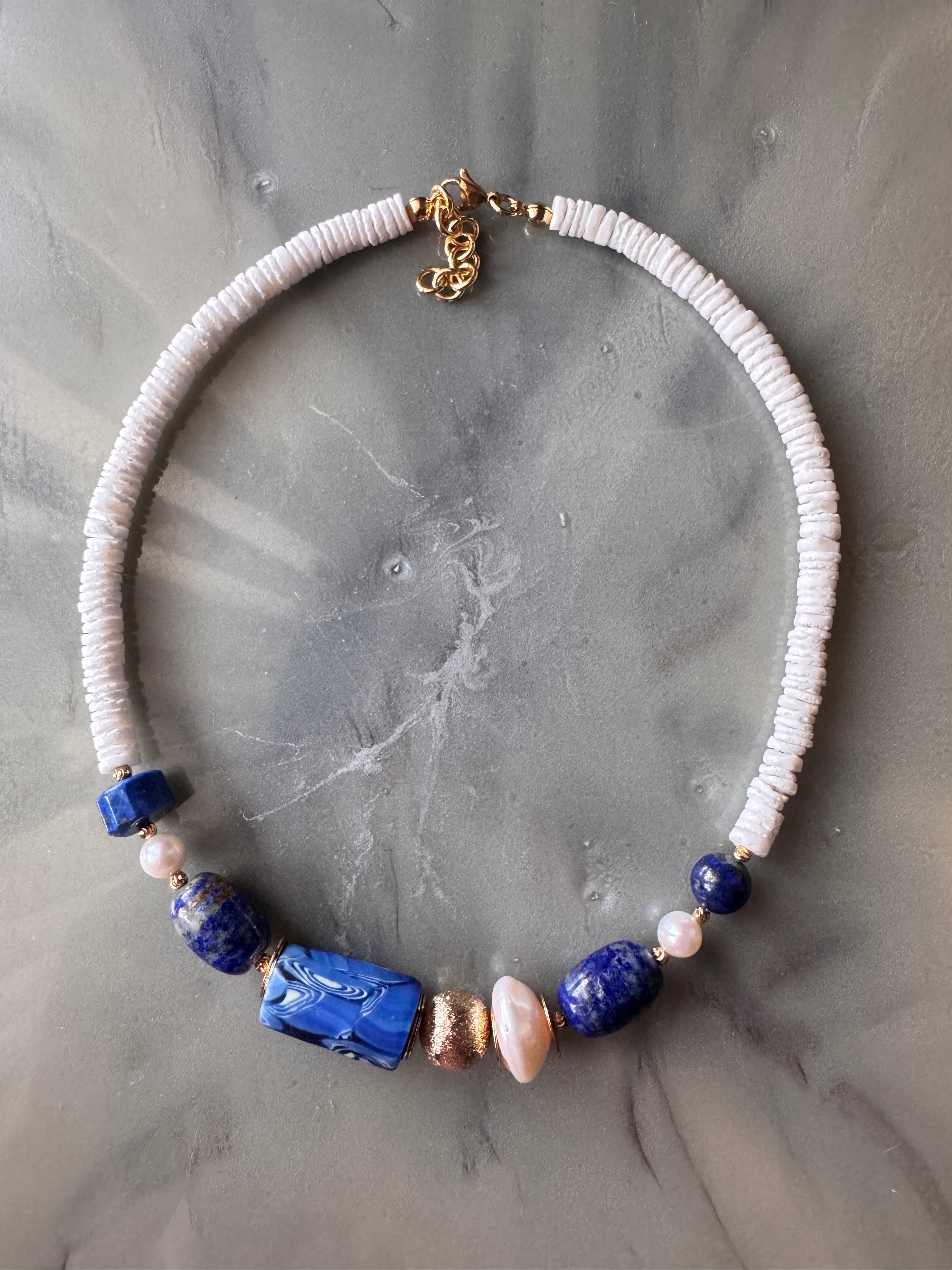 Ocean Lapis Lazuli Shell Choker