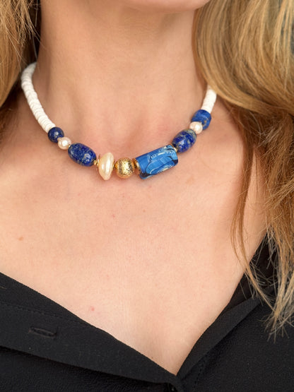 Ocean Lapis Lazuli Shell Choker