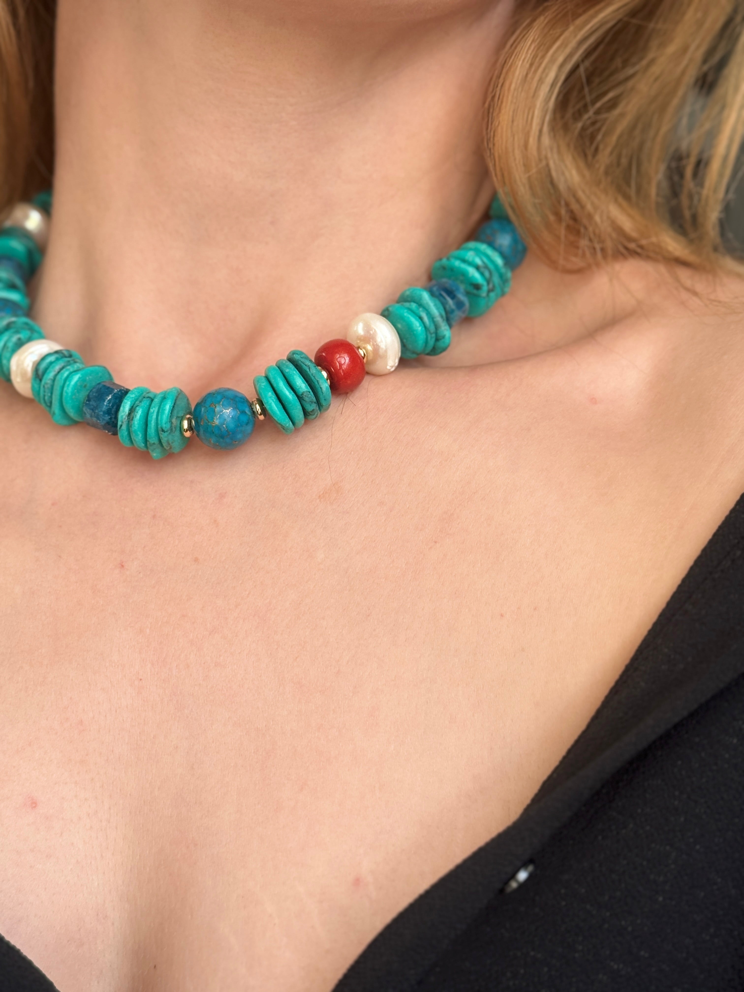Angel Turquoise Pearl Necklace