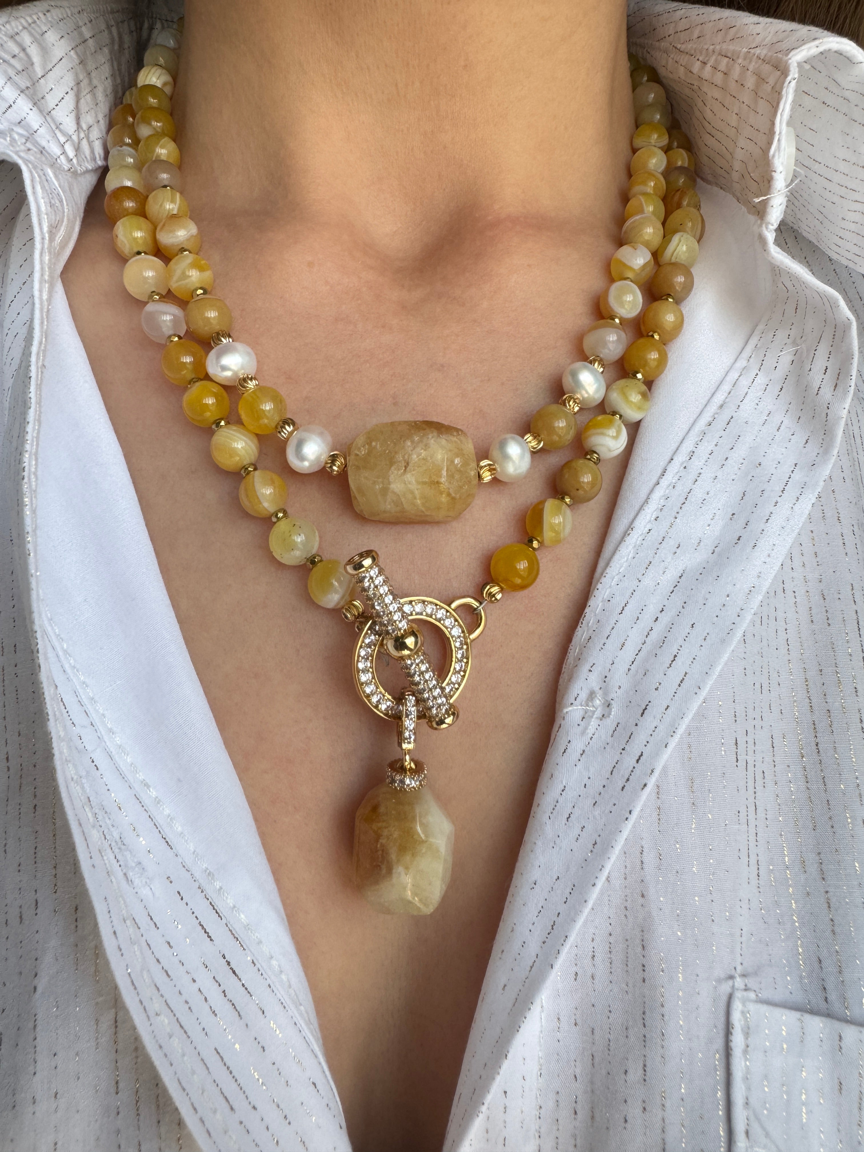 Sunny Yellow Agate Necklace