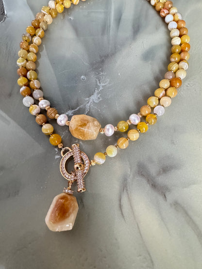 Sunny Yellow Agate Necklace