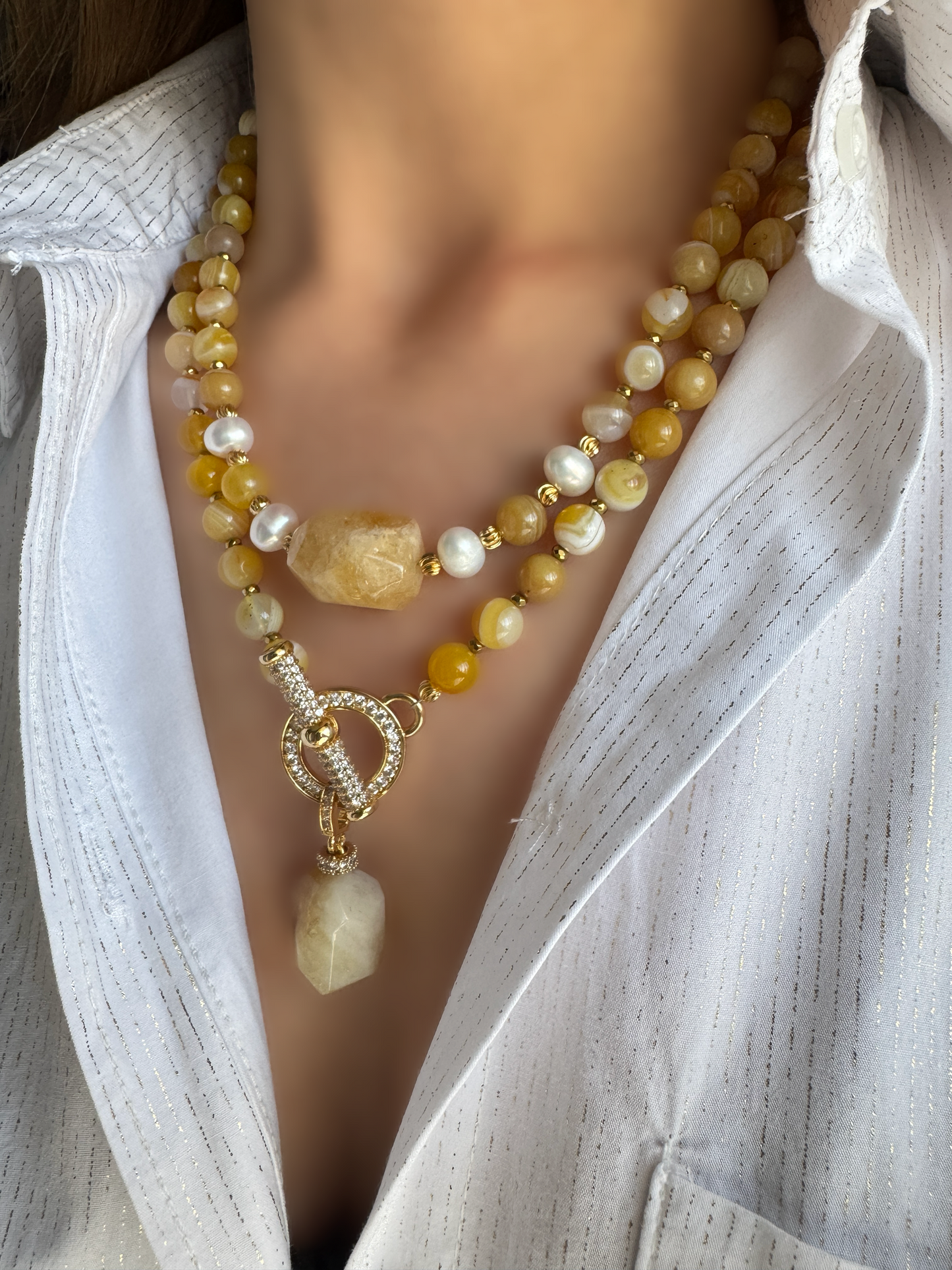 Sunny Yellow Agate Necklace