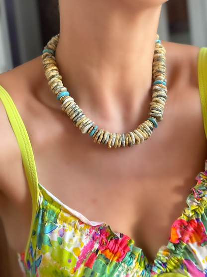 Chunky Gemstone Necklace with Turquoise Beads
