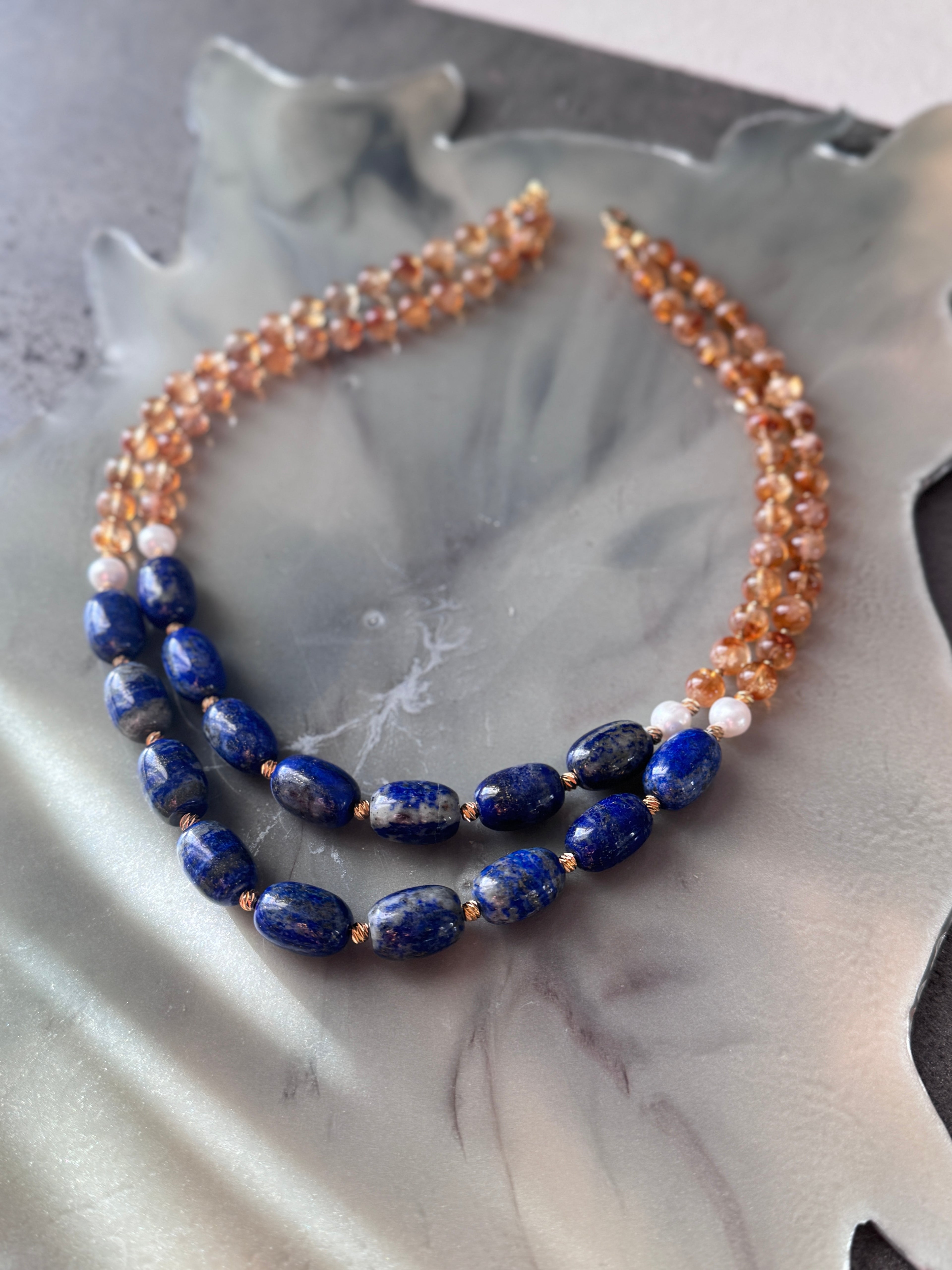 Bold Lapis Lazuli Citrine Necklace