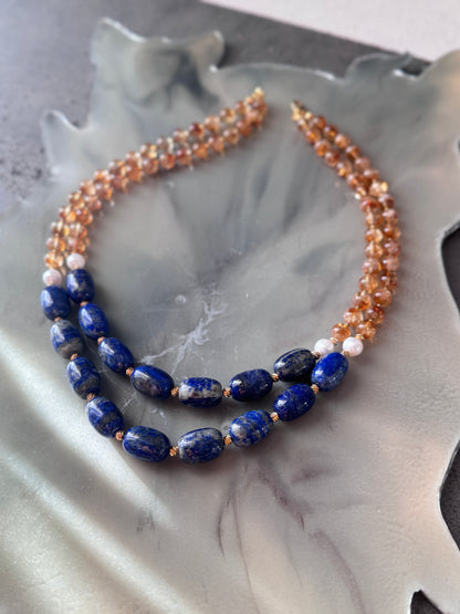 Bold Lapis Lazuli Citrine Necklace