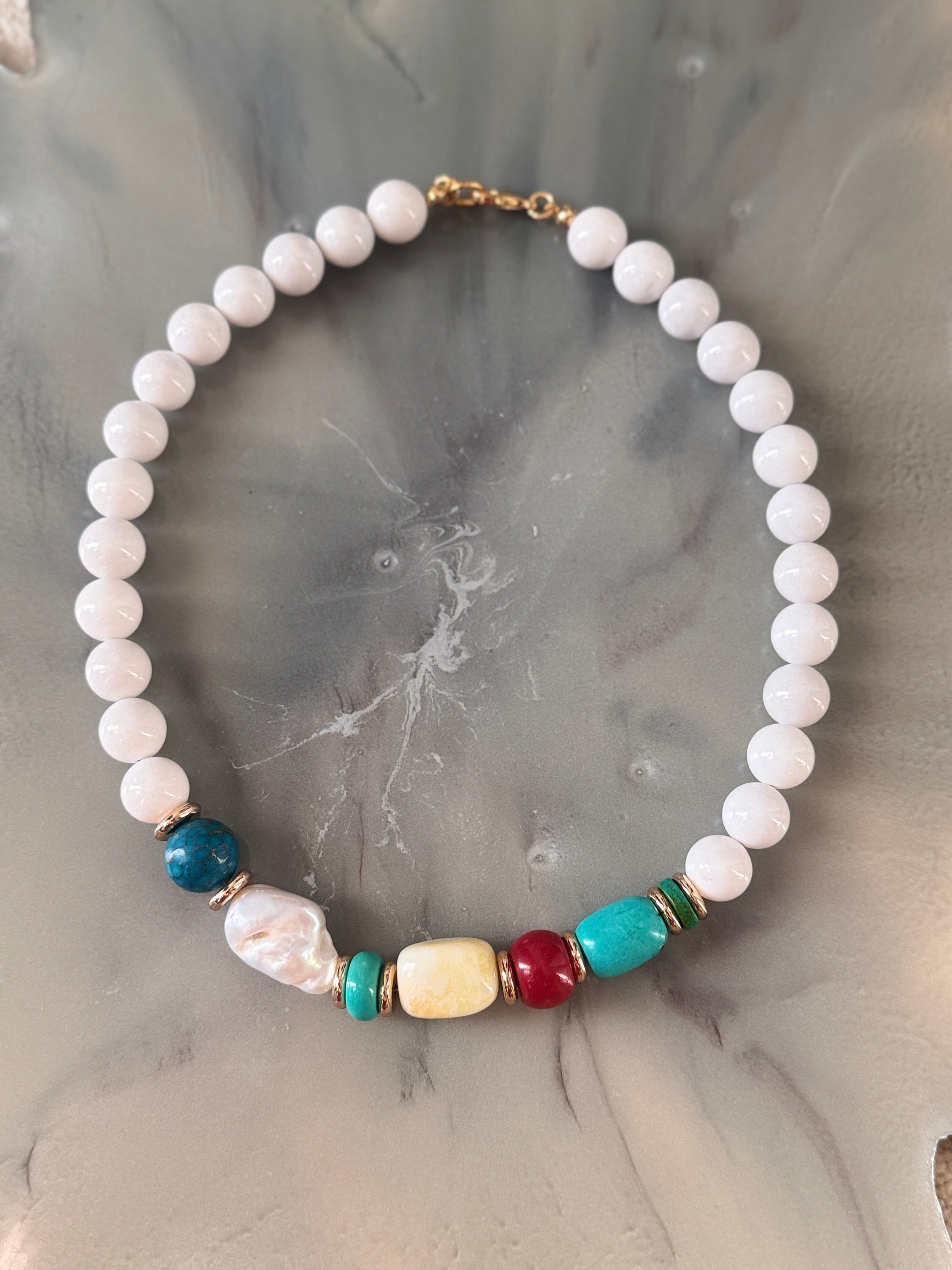 Multi Color White Coral Statement Choker