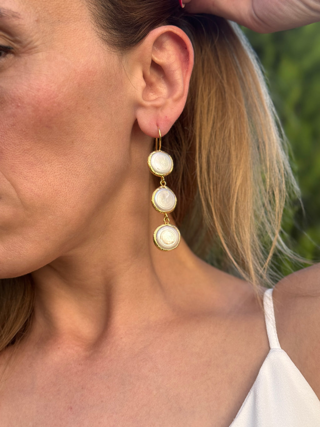 Three Pearl Drop Earrings