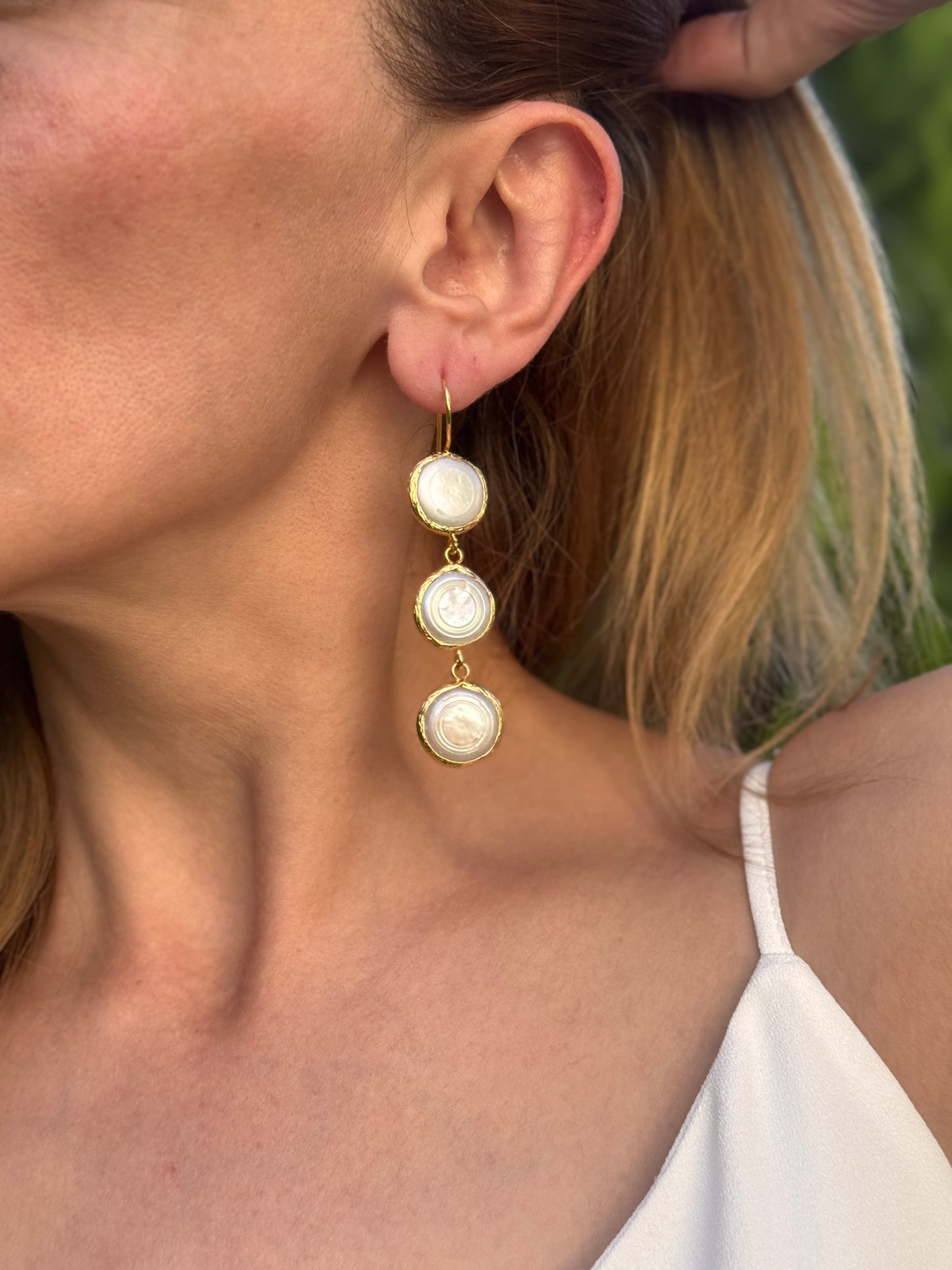 Three Pearl Drop Earrings