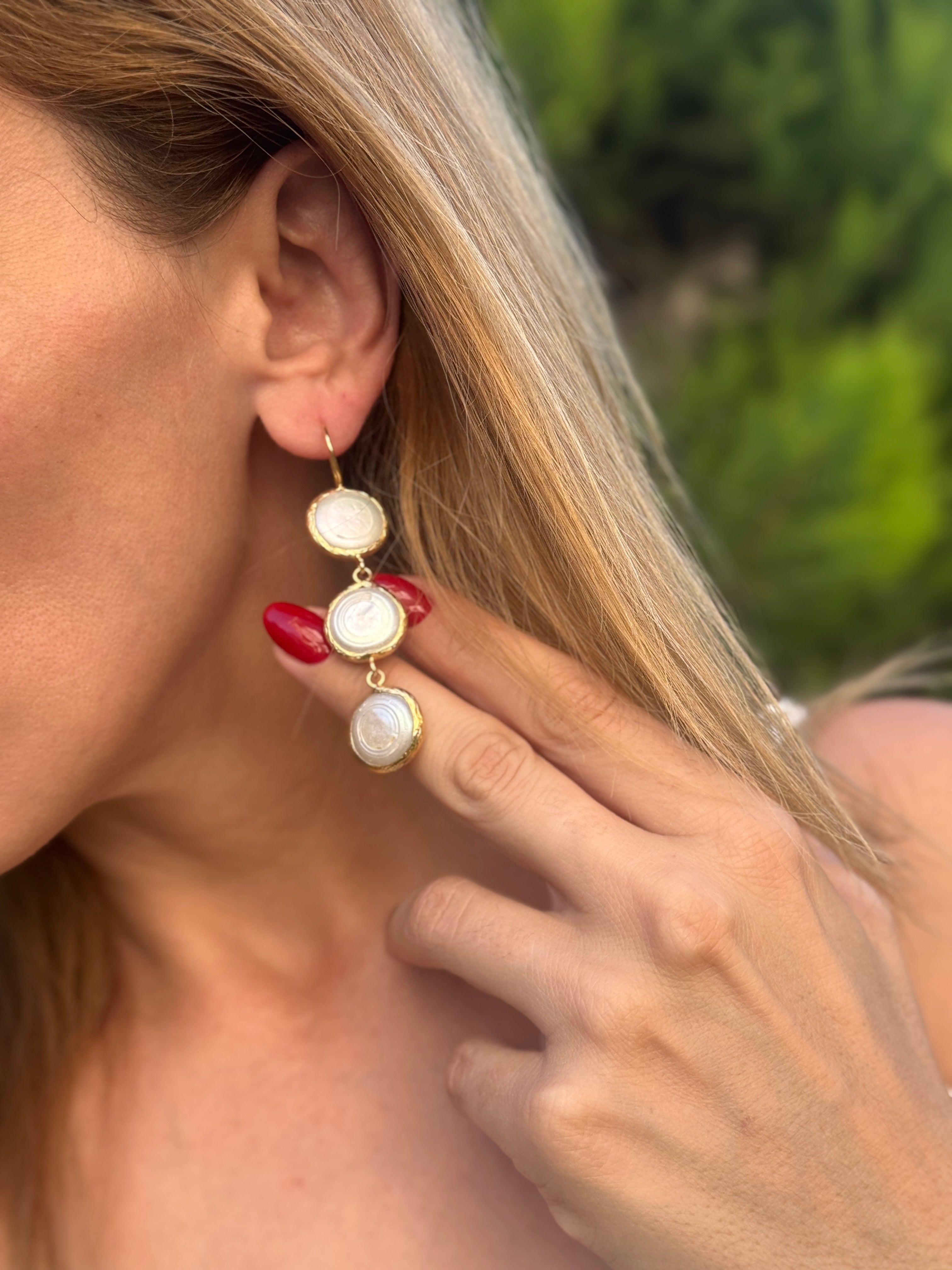 Three Pearl Drop Earrings