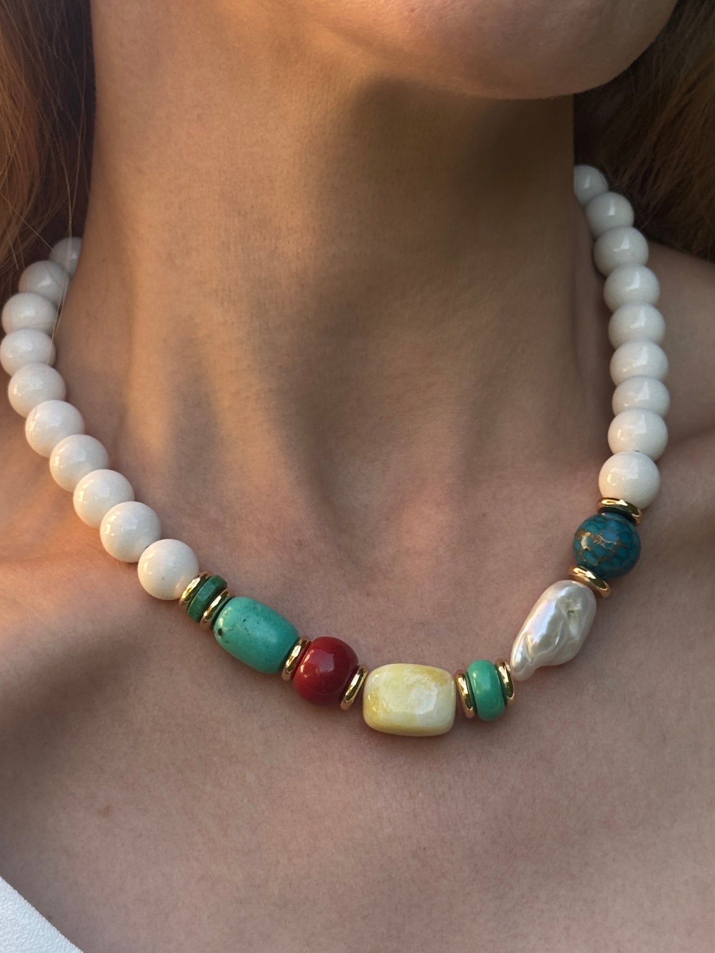 Multi Color White Coral Statement Choker