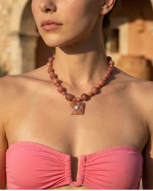 Rhodonite and Quartz Necklace