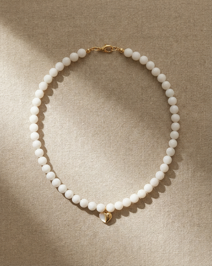 White Shell Heart Charm Necklace