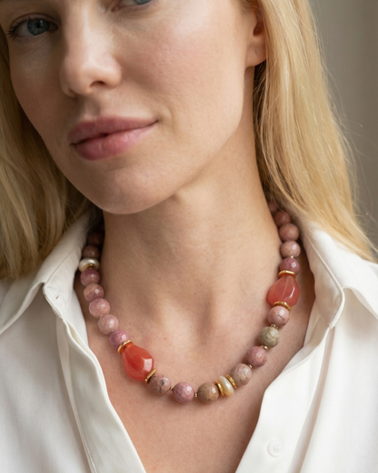 Rhodonite Pearl Necklace
