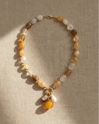 Agate Necklace with Gemstone Charms
