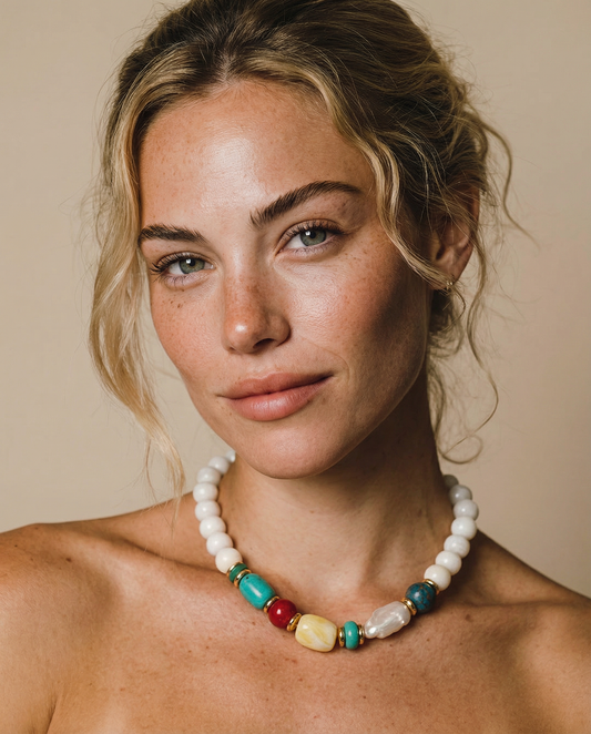 Multi Color White Coral Statement Choker