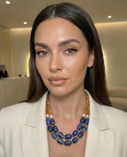 Bold Lapis Lazuli Citrine Necklace