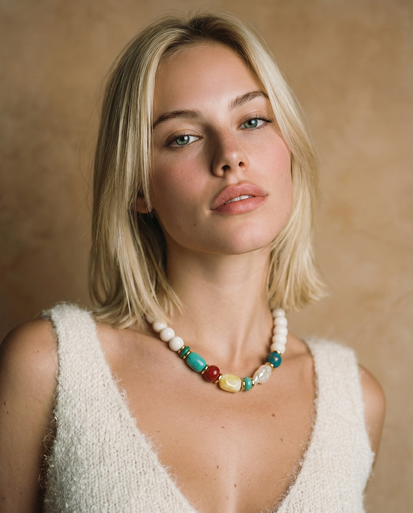 Multi Color White Coral Statement Choker