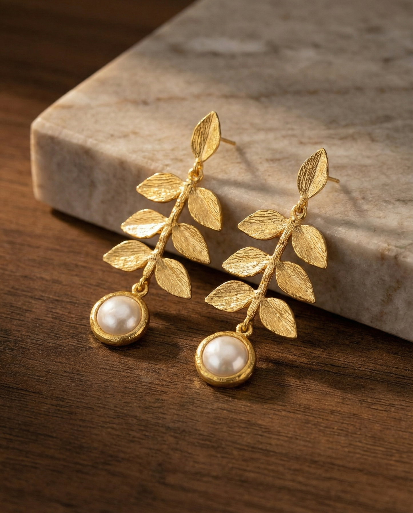 Leaf Pearl Earrings