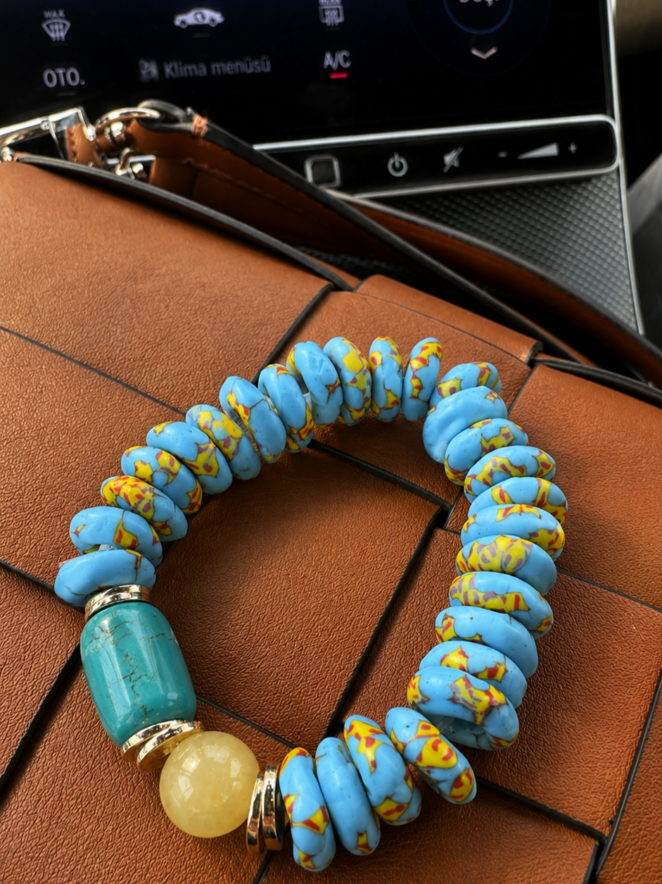 African Glass Bead Necklace and Bracelet