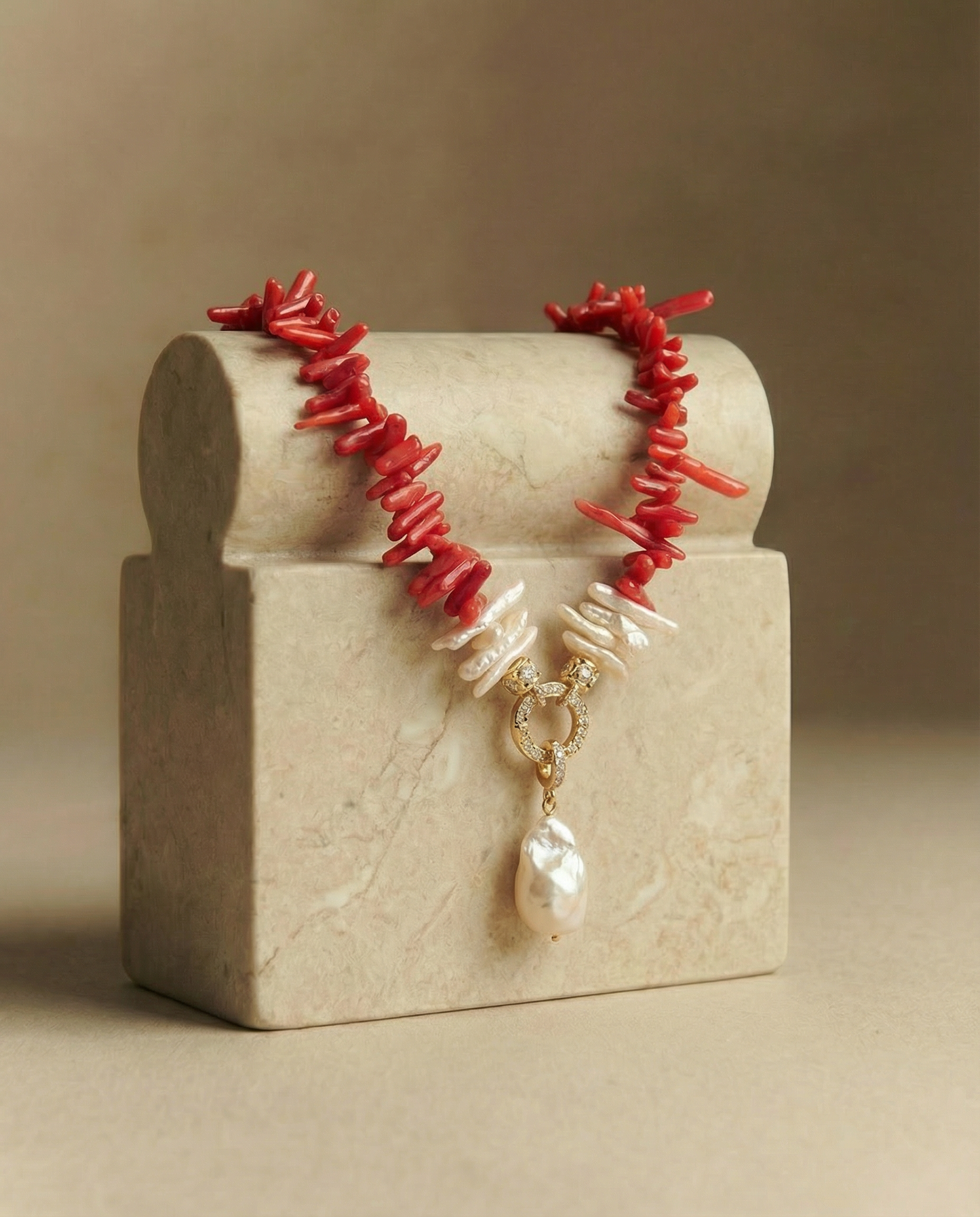 Chunky Coral Baroque Necklace