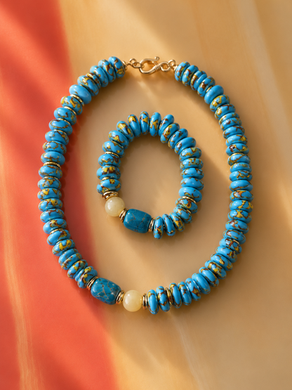 African Glass Bead Necklace and Bracelet