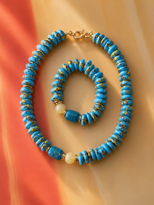 African Glass Bead Necklace and Bracelet