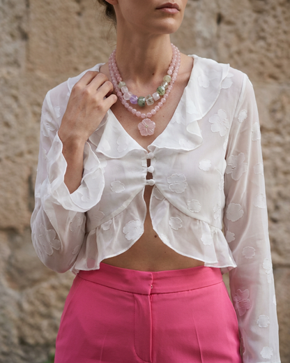 Rose Quartz Necklace with Chunky Gemstones