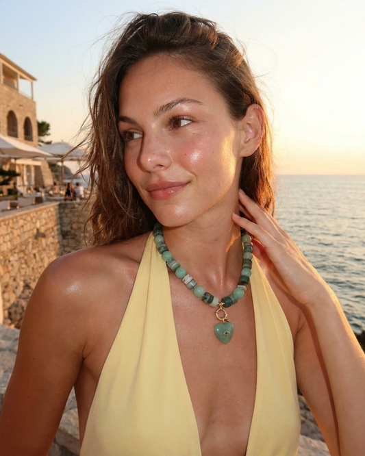 Aventurine Heart Charm Necklace
