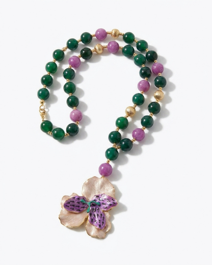 Flower Pendant Agate Necklace